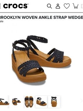 Crocs Brooklyn Woven Wedge Sandals Black Women’s 11 wide